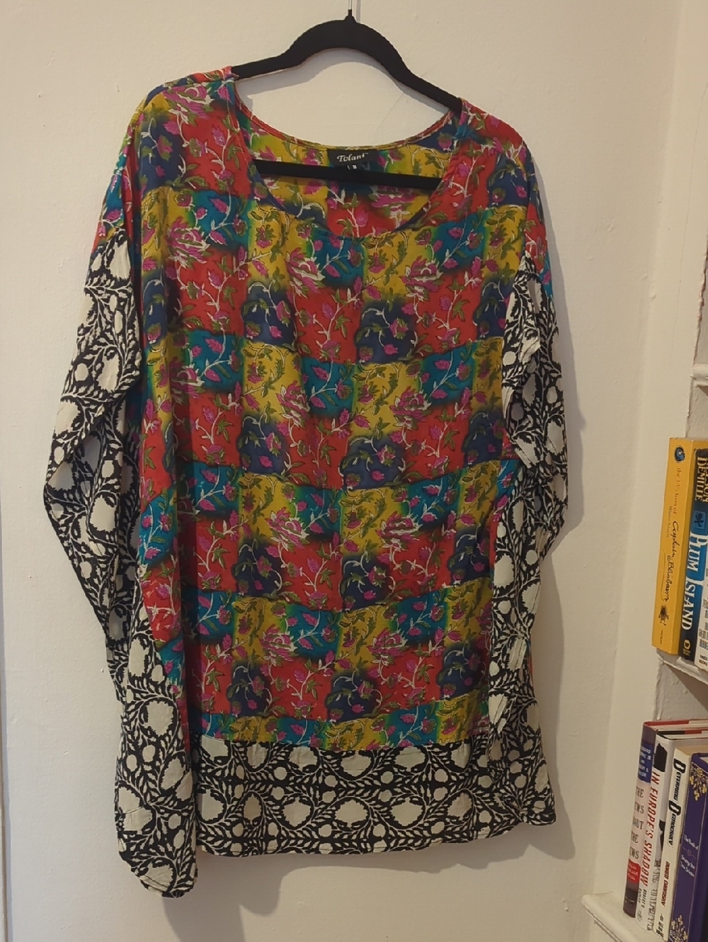 Tolani Multicolor Patchwork Silk Floral Mini Dress Size S